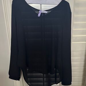 Lush Elegant Black Sheer Blouse